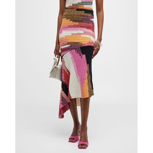 A.L.C. 'Nova' Pink Colorbocked Asymmetric Skirt Size XS - Picture 1 of 5